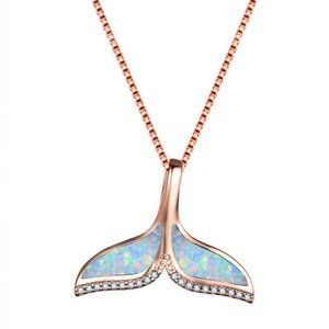NWOT Unique Fire Opalite Mermaid Tail Necklace